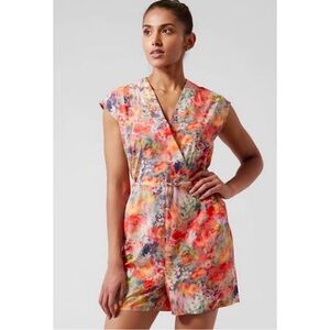 Athleta Marlow Romper Renewed Bloom Pink NWT Small Lightweight Floral Travel
